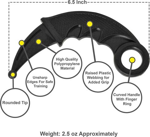 MACS Set of 2 Polypropylene Karambit 6.5 Inch Overall Black Plastic Blunt Self Defense Training Knife in Kuwait