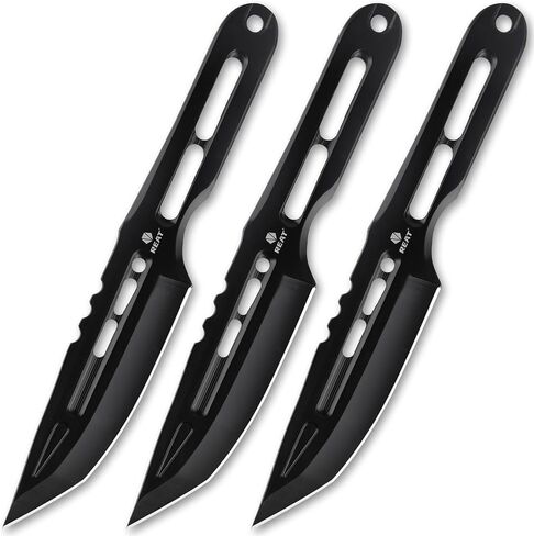 مجموعة سكاكين الرمي من REAT - 3 قطع، سكين رمي عالي التحمل مقاس 10 بوصات مع 440 من الفولاذ المقاوم للصدأ، تتضمن غمدًا للتخزين الآمن، سكاكين نينجا كوناي للمنافسة والتدريب والترفيه والهدايا للرجال والنساء in Kuwait