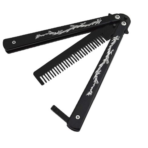 Dragon Totem Stainless Steel Practice Butterfly Knife Trainer and Comb Knife Trainer (Black) in Kuwait