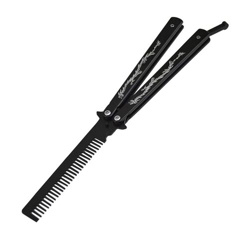 Dragon Totem Stainless Steel Practice Butterfly Knife Trainer and Comb Knife Trainer (Black) in Kuwait