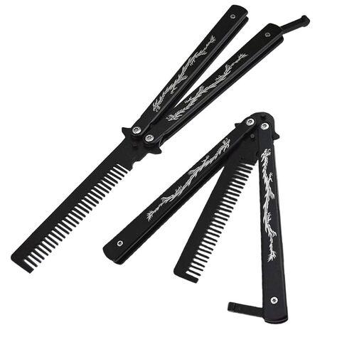 Dragon Totem Stainless Steel Practice Butterfly Knife Trainer and Comb Knife Trainer (Black) in Kuwait