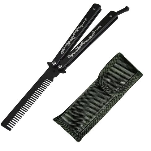 Dragon Totem Stainless Steel Practice Butterfly Knife Trainer and Comb Knife Trainer (Black) in Kuwait
