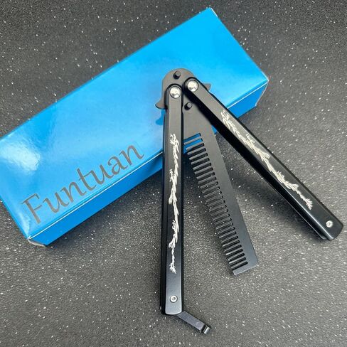 Dragon Totem Stainless Steel Practice Butterfly Knife Trainer and Comb Knife Trainer (Black) in Kuwait