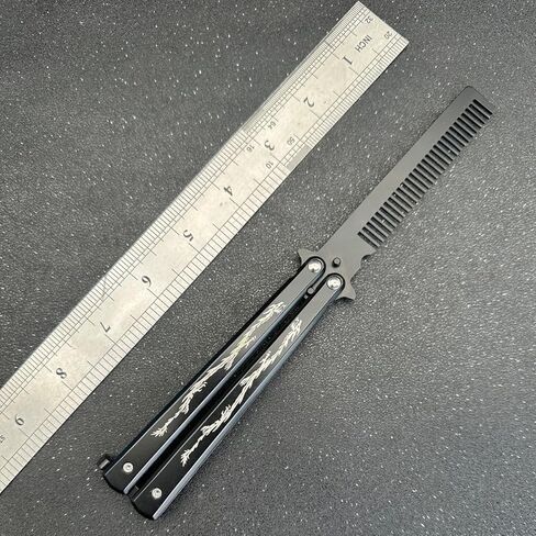 Dragon Totem Stainless Steel Practice Butterfly Knife Trainer and Comb Knife Trainer (Black) in Kuwait