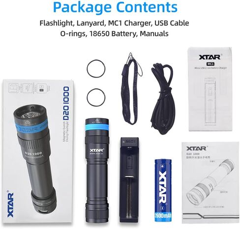 XTAR D20 1000 Lumen Scuba Dive Light Waterproof Diving Torch Submarine Diving Lights Underwater Diving Flashlight in Saudi Arabia