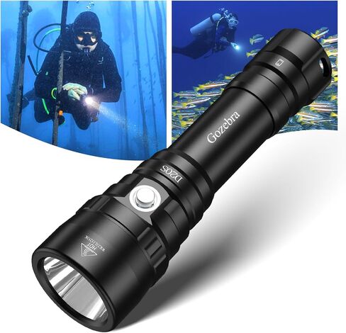 ضوء الغوص D20S، 2000 لومن مقاوم للماء تحت الماء، IPX8 مصباح يدوي للغوص، 984 قدم مصباح يدوي طويل المدى تحت الماء للغوص والغطس في كهف البحر العميق مع شاحن in Kuwait