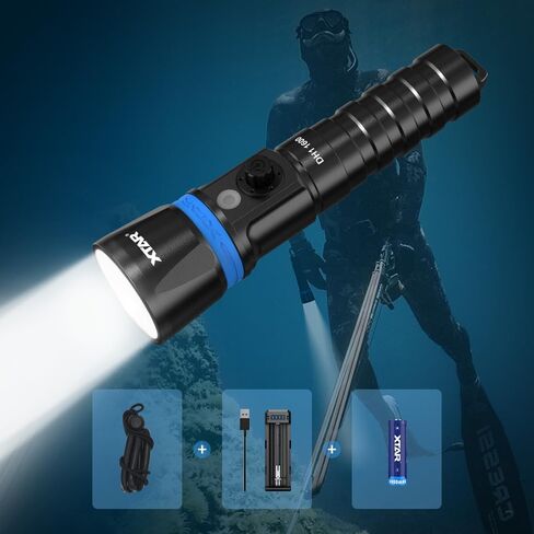 XTAR Hunter DH1 1600 Lumen Scuba Dive Light، زاوية شعاع ضيقة 5 درجات، تصميم قفل مفتاح الزر الجانبي، مع مؤشر البطارية، للغوص تحت الماء 100 متر in Saudi Arabia