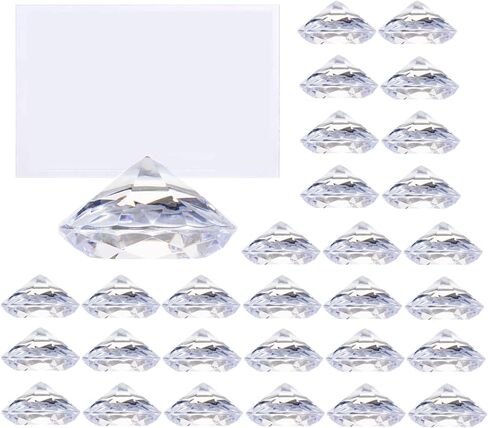 30 Pack Diamond Place Card Holders Crystal Table Number Card Stands Sturdy Acrylic Table Card Stands for Weddings Party Decoration Table Setting (White) in Kuwait