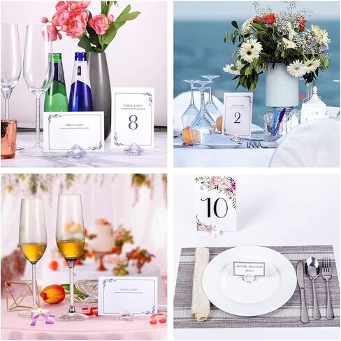 30 Pack Diamond Place Card Holders Crystal Table Number Card Stands Sturdy Acrylic Table Card Stands for Weddings Party Decoration Table Setting (White) in Kuwait