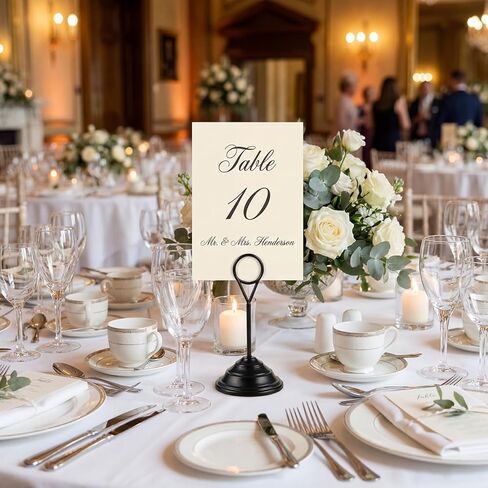12 Pcs Table Number Holders-metal Place Card Holders Table Number Stands Tabletop Sign Stands for Photos, Menu, Memo, Notes, Christmas, Wedding, Restaurant, Banquet, Birthday (Black) in Saudi Arabia