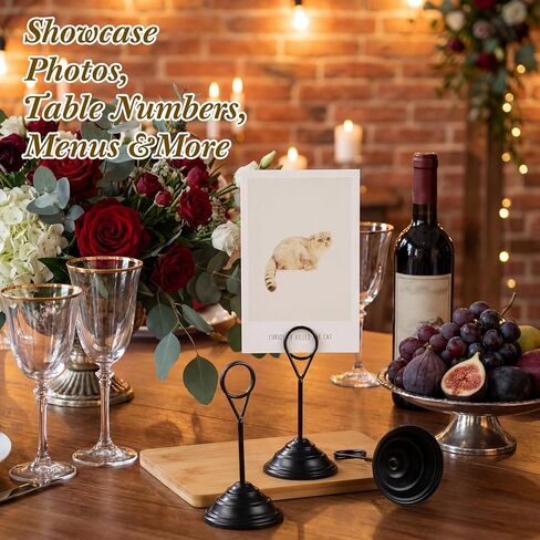 12 Pcs Table Number Holders-metal Place Card Holders Table Number Stands Tabletop Sign Stands for Photos, Menu, Memo, Notes, Christmas, Wedding, Restaurant, Banquet, Birthday (Black) in Saudi Arabia