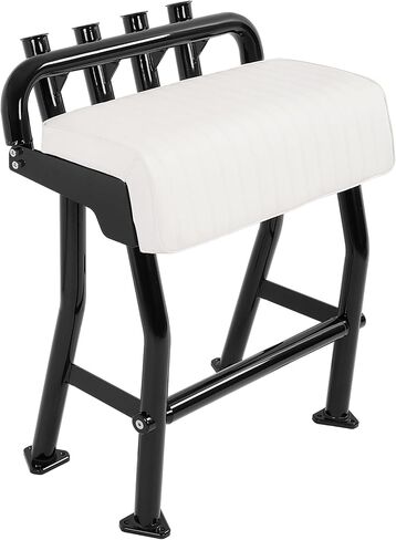 HECASA 29" Leaning Post Seat Compatible With Universal Most Fishing, Center Console, Bay Boats Parts Boat Bench Seat W/4 Rod Holders Aluminium+Plastic Powder Coated Black in Saudi Arabia