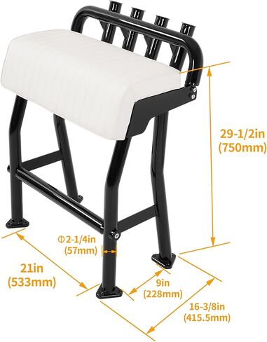 HECASA 29" Leaning Post Seat Compatible With Universal Most Fishing, Center Console, Bay Boats Parts Boat Bench Seat W/4 Rod Holders Aluminium+Plastic Powder Coated Black in Saudi Arabia