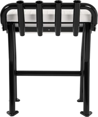 HECASA 29" Leaning Post Seat Compatible With Universal Most Fishing, Center Console, Bay Boats Parts Boat Bench Seat W/4 Rod Holders Aluminium+Plastic Powder Coated Black in Saudi Arabia
