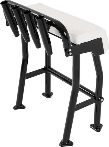 HECASA 29" Leaning Post Seat Compatible With Universal Most Fishing, Center Console, Bay Boats Parts Boat Bench Seat W/4 Rod Holders Aluminium+Plastic Powder Coated Black in Saudi Arabia