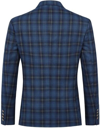 Iynnijoy Mens Double Breasted Plaid Suit Slim Fit 2-Piece Formal Jacket Tux Pants for Prom Wedding Party in Kuwait