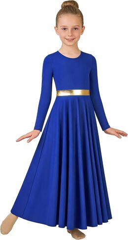 فستان رقص مديح للفتيات بأكمام طويلة، ملابس رقص طقوسية للعبادة الكنيسة in Kuwait