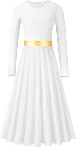 Girls Long Sleeve Praise Dance Dress Church Worship Liturgical Dancewear in Saudi Arabia