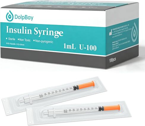 Insulin Syring, 1cc 31G 5/16" (8mm) seringe insulina, Individually Packed, Smooth & Comfortable, Pack of 100 in Kuwait