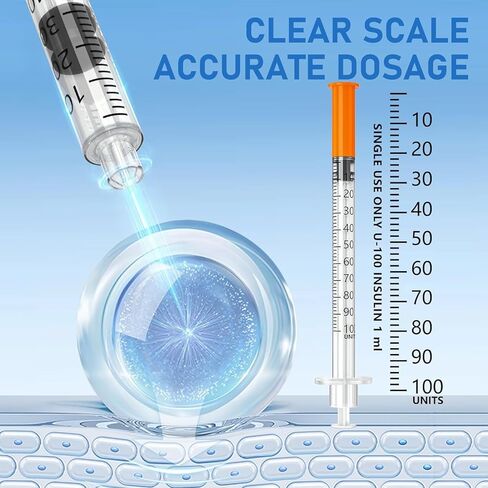 Insulin Syring, 1cc 31G 5/16" (8mm) seringe insulina, Individually Packed, Smooth & Comfortable, Pack of 100 in Kuwait