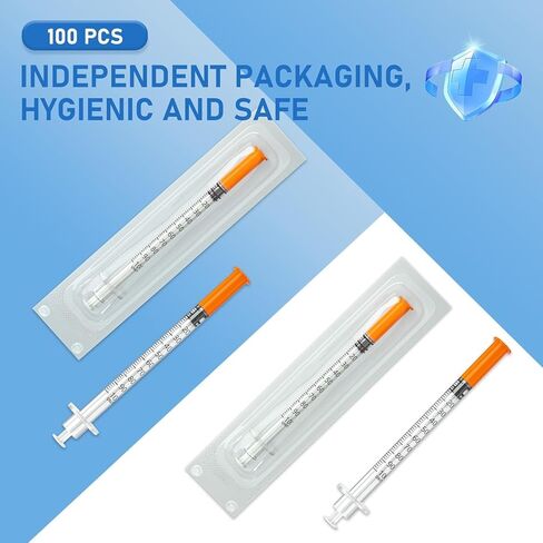 Insulin Syring, 1cc 31G 5/16" (8mm) seringe insulina, Individually Packed, Smooth & Comfortable, Pack of 100 in Kuwait