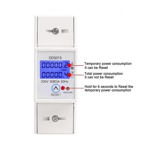 Din Rail Single Phase Wattmeter Power Consumption Watt Electronic Energy Meter Kwh 5-80a 220v 230v Ac 50hz with Reset Function in Saudi Arabia