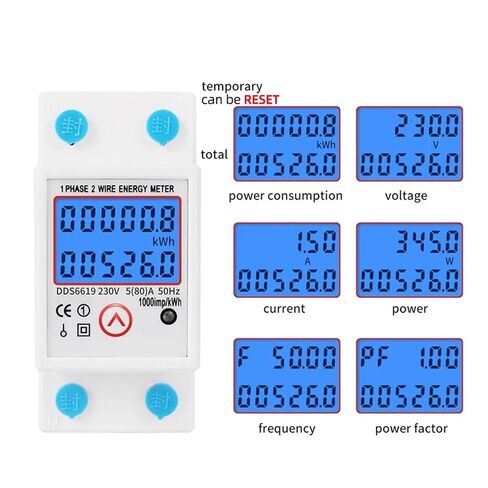 Din Rail Digital Single Phase Reset Zero Energy Meter Kwh Voltage Current Power Consumption Meter Wattmeter Electricity 220v Ac in Saudi Arabia