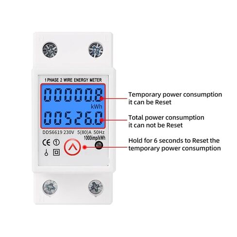 Din Rail Digital Single Phase Reset Zero Energy Meter Kwh Voltage Current Power Consumption Meter Wattmeter Electricity 220v Ac in Saudi Arabia