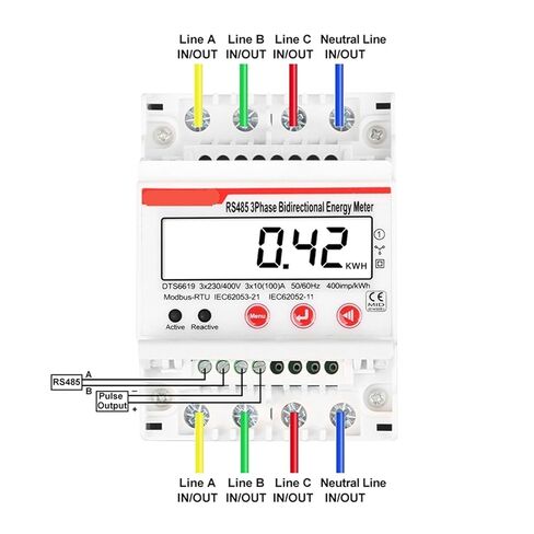 Rs485 Dgital Bidirectional Wattmeter 100a 380v Ac Three Phase Photovoltatic Energy Meter Kwh Power Voltage Current Instrument in Kuwait