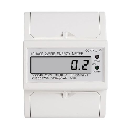 Single 1 Phase 2 Wire LCD Display Power Consumption Energy Meter Kwh Wattmeter 220v 230v Ac 50hz 100a Electric Din Rail Mount in Kuwait