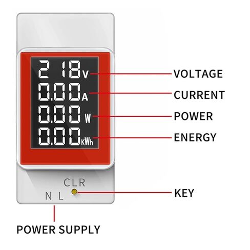 Din Rail Electricity Digital Meter Power Energy Voltmeter Ammeter Watt Kwh Reset Power Consumption Wattmeter Monitor Ac 50v~300v in Kuwait