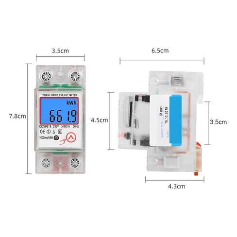 Din Rail LCD Digital Backlight Single Phase Energy Meter Kwh Power Consumption Meter Wattmeter Electronic Ac 220v 80a Reset Zero in Kuwait