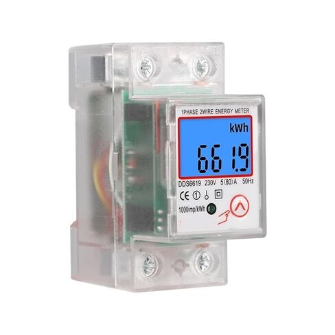 Din Rail LCD Digital Backlight Single Phase Energy Meter Kwh Power Consumption Meter Wattmeter Electronic Ac 220v 80a Reset Zero in Kuwait