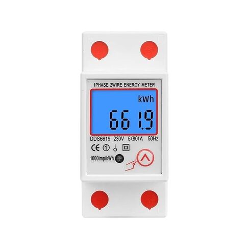 Din السكك الحديدية LCD الخلفية الرقمية مرحلة واحدة مقياس الطاقة كيلووات ساعة استهلاك الطاقة متر Wattmeter الإلكترونية التيار المتناوب 220 فولت 80a إعادة تعيين صفر in Kuwait