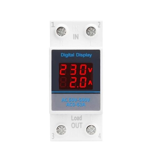 35mm Din Rail Single Phase Ammeter Voltage Meter Measuring AC 50-500V Modular Voltmeter Gauge Current Indicator Volt Amp Monitor in Kuwait