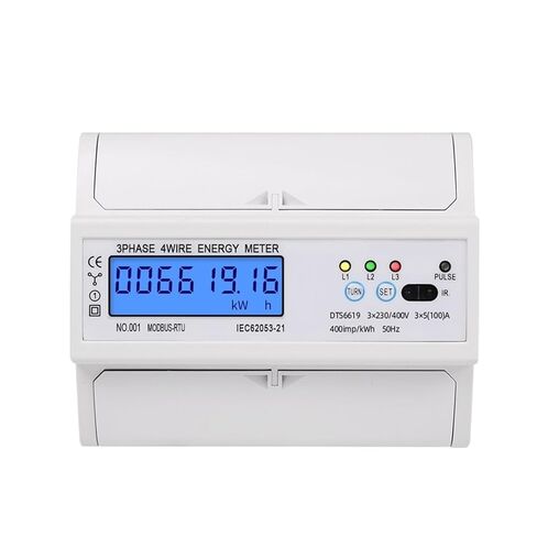 Din Rail Electric Three Phase Energy Meter Rs485 Kwh Consumption Power Voltage Current Wattmeter Monitor Modbus Rtu 380v 400v in Kuwait