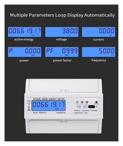 Din Rail Electric Three Phase Energy Meter Rs485 Kwh Consumption Power Voltage Current Wattmeter Monitor Modbus Rtu 380v 400v in Saudi Arabia