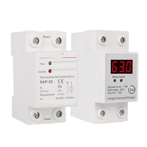 5a or 63a 220v 230v Ac Din Rail Adjust Current Protection Intelligent Auto Recovery Over Current Limit Protector Overload Device in Kuwait