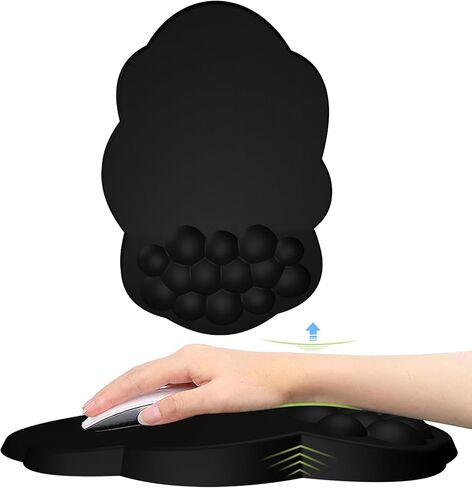 دعم معصم الفأر السحابي المريح ، يرتاح معصم السحابة الكبير موسباد مئوي لطيف ، وسادة معصم مكتب Ergo مع تصميم التدليك ورغوة الذاكرة وقاعدة PU غير المنقولة (النسيج الأسود) in Kuwait