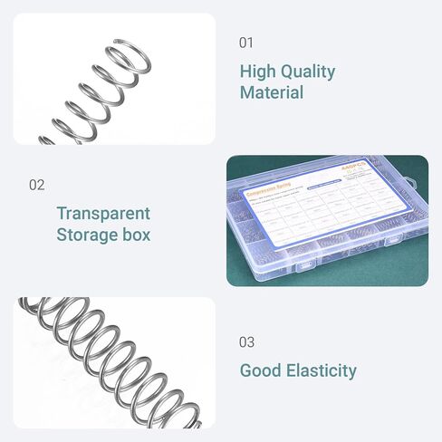 440 Pcs Compression Spring Kit, Stainless Steel Compression Springs Assortment Kit, Small Springs Assortment, Torsion Spring Assorted for Shop Car Home Repairs(24 Sizes) in Kuwait
