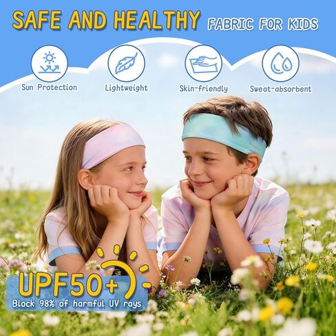 Kids Sports Headbands for Girls Boys, Moisture Wicking Elastic Cooling Sweatbands, Non-Slip Lightweight Stretchy Hairbands for Soccer, Running, Basketball, Tennis in Saudi Arabia