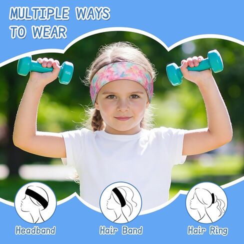 Kids Sports Headbands for Girls Boys, Moisture Wicking Elastic Cooling Sweatbands, Non-Slip Lightweight Stretchy Hairbands for Soccer, Running, Basketball, Tennis in Saudi Arabia