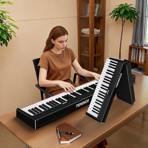 Portable Piano Keyboard 88 key: Upgraded Foldable Piano Keyboard 88 Key Full Size Semi Weighted Keyboard Support MIDI Bluetooth Foldable Keyboard Piano with Sustain Pedal Piano Bag Gift for Beginner in Kuwait