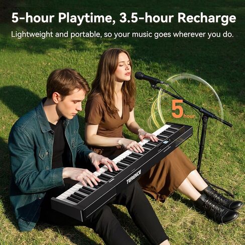 Portable Piano Keyboard 88 key: Upgraded Foldable Piano Keyboard 88 Key Full Size Semi Weighted Keyboard Support MIDI Bluetooth Foldable Keyboard Piano with Sustain Pedal Piano Bag Gift for Beginner in Kuwait