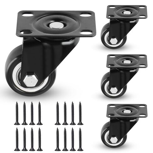عجلات دوارة من Alise، مجموعة عجلات دوارة مقاس 1.5 بوصة مكونة من 4 عجلات مطاطية شديدة التحمل من الصلب، رغوة البولي يوريثين لا تصدر ضوضاء ومضادة للتآكل، عجلات ذات لوحة ناعمة للأثاث ومنضدة العمل وعجلات العربة (بدون فرامل) in Kuwait