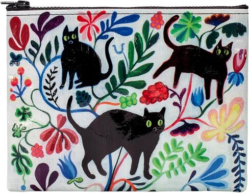 Black Cat Zipper Pouch by Blue Q. Great for organizing larger bags. Features a chunky sturdy zipper, easy-to-wipe-clean, made from 95% recycled plastic. Penn Dutch design. 7.25"h x 9.5"w in Kuwait