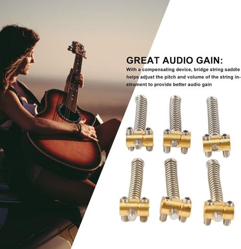 6Pcs Electric Guitar Saddles,Brass Guitar Telecaster Saddles Brass Saddles Set Brass Guitar Telecaster Saddles for TL Tailpiece Telecaster Guitar Saddle Replacement in Saudi Arabia