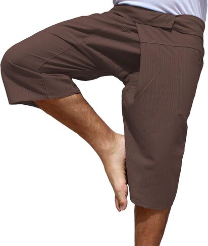 RaanPahMuang Brand Thin Striped Cotton Thai Fisherman Capri Wrap Pants in Saudi Arabia