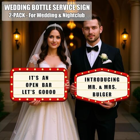 Wedding Bottle Service Sign, 2 Pack Club Signs for Bottle Service, Wedding Entrance Signage Decor with Letters, Sign for Nightclub, Bar, Party, Birthday in Kuwait