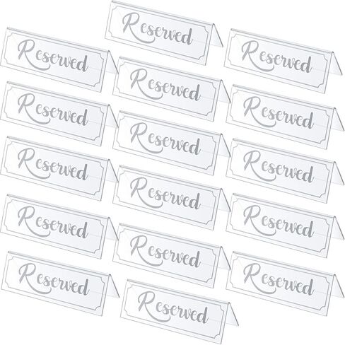 16 Pieces Reserved Sign Acrylic Clear Reserved Table Tent Signs Table Number Holders for Wedding Printed Seating Reservation Restaurant Business Office Meeting Party (White) in Saudi Arabia